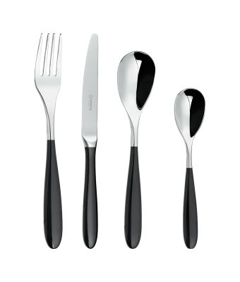 Grunwerg Yin & Yang Black 24 Piece Cutlery Set for 6 People