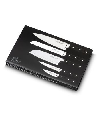 Lion Sabatier® Pluton 5 Piece Knife Set (9cm Paring, 13cm Utility, 13cm Santoku, 20cm Cooks, 20cm Bread)