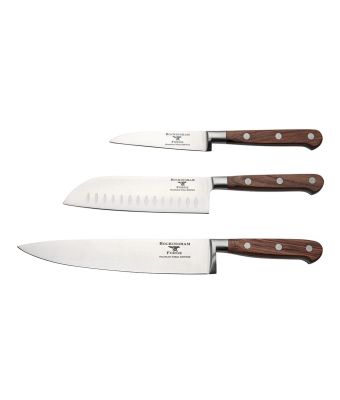 Rockingham Forge Pro Wood Series 3 Piece Set (9cm Paring Knife, 13cm Santoku Knife & 20cm Cooks Knife)