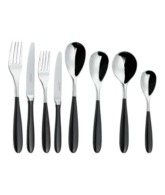 Grunwerg Yin & Yang Black 84 Piece Cutlery Set for 12 People