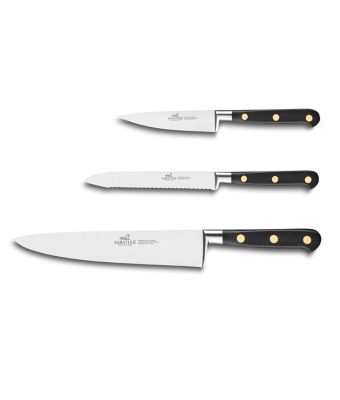 Lion Sabatier® Ideal Brass Rivets 3 Piece Knife Set (10cm Paring Knife, 12cm Utility Knife and 20cm Cooks Knife)
