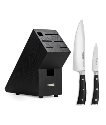 Wüsthof Classic Ikon Chef Knife & Paring Knife with Black Ash Knife Block (EXCLUCIKON2009)