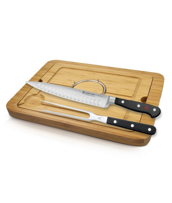 Wüsthof Classic 2 Piece Carving Set with Hollow Edge & Board (EXCLUGRANTCARVE)