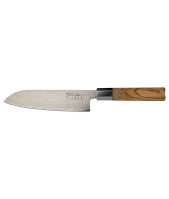 Katana Flame Santoku Knife 18cm Olivewood