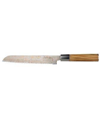 Katana Flame Bread Knife 20cm Olivewood