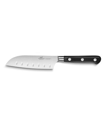 Lion Sabatier® Ideal 13cm Scalloped Santoku Knife (Black Handle with Stainless Steel Rivets)