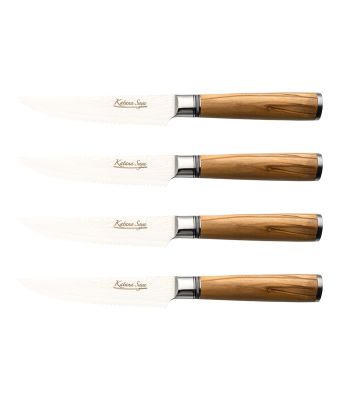 Katana Saya Olivewood 4 Piece Steak Knife Set